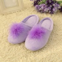 Women's Winter Round Toe / Slippers Cashmere Outdoor / Casual Flat Heel Pink / Purple