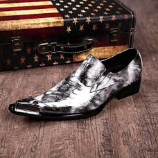   2016 New Style Pure Manual Black Water Wave Wedding / Night Club & Party Cowhide Leather Loafers  