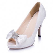 Women's Heels Spring / Summer / Fall / Winter Heels / Peep Toe Lace Wedding / Dress / Party & Evening Stiletto Heel Rhinestone / Bowknot