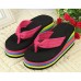 Women's Slippers & Flip-Flops Summer Flip Flops Polyester Casual Wedge Heel Others Black and Red / Fuchsia