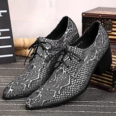 Men's Shoes   Limited Edition Oriental Temperament Nightclub/Party Top Layer Leather Oxfords Silver  