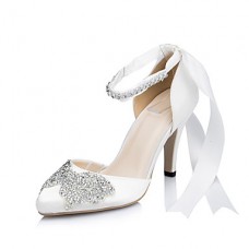 Women's Heels Spring / Summer / Fall / Winter Heels Satin Wedding / Dress / Party & Evening Stiletto Heel Rhinestone / BowknotIvory /