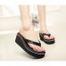 Women's Slippers & Flip-Flops Summer Flip Flops Polyester Casual Wedge Heel Others Black / White