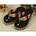 Women's Slippers & Flip-Flops Summer Flip Flops Polyester Casual Wedge Heel Others Black and Red / Fuchsia