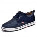 Men's Shoes Outdoor / Casual Nappa Leather / Tulle Fashion Sneakers Blue / Red / Gray / Khaki  