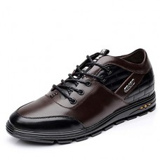 Men's Shoes Leather Office & Career / Casual Oxfords Office & Career / Casual Flat Heel Lace-up Black / Brown  