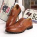 Men's Shoes Leather Casual Oxfords Casual Flat Heel Black / Brown  