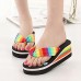 Women's Shoes Fabric Wedge Heel Platform/Flip Flops Sandals Casual Black/Blue/Yellow